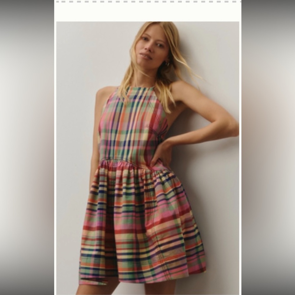 Anthropologie Pilcro Pink Plaid Mini Dress - Picture 1 of 8
